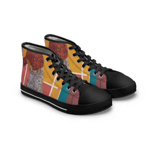 Women’s High Top Sneakers – Patchwork Fusion Design