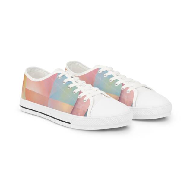 Men's Low Top Sneakers - Stylish Pastel Pattern for Everyday Wear