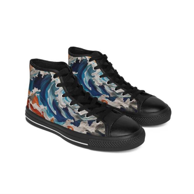 Artistic Wave Print High-Top Sneakers for Women