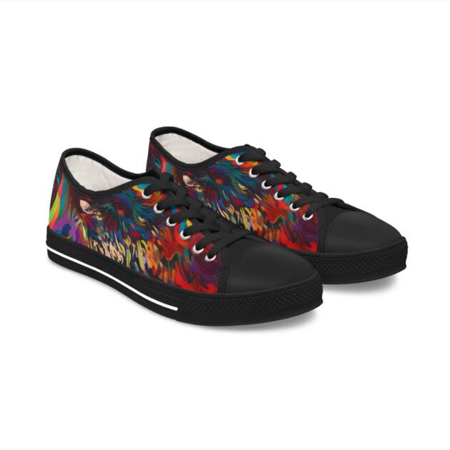 Vibrant Women's Low Top Sneakers - Colorful Floral Design