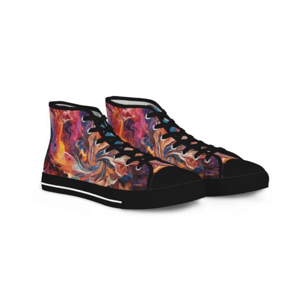 Men’s High-Top Sneakers – Abstract Swirl Print